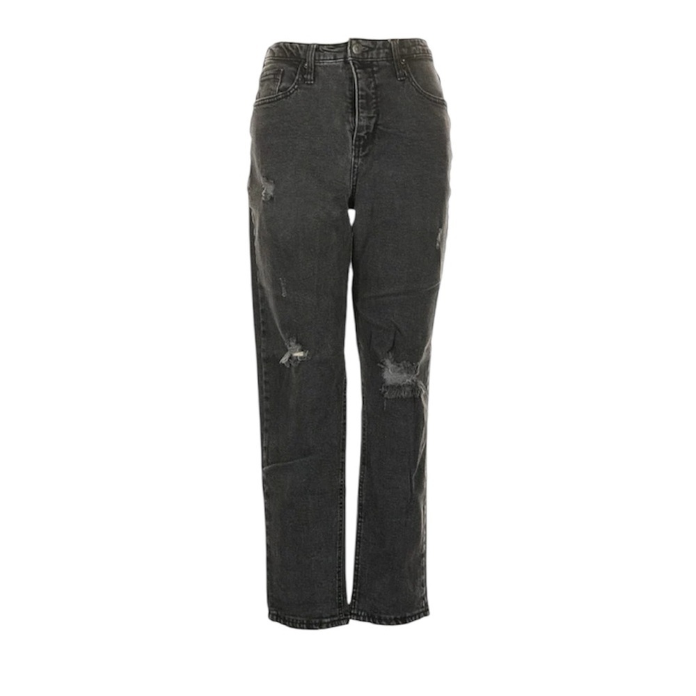 Womens black Distressed Straight Leg Jeans